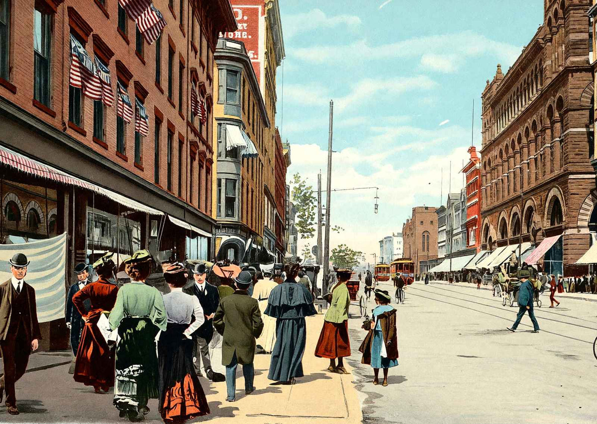 Main Street Hartford in 1904 Vintage Print (7 Sizes) - High Quality