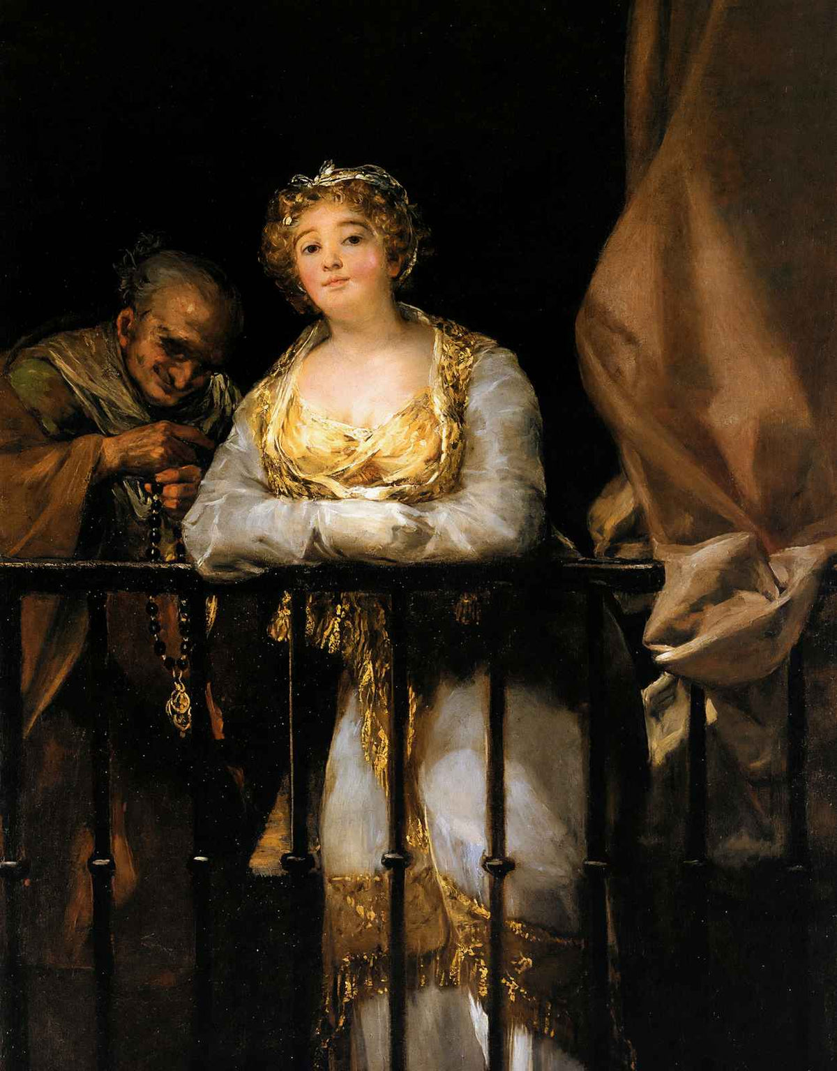 Maja and Celestina on a Balcony Art Print 1812 by Francisco Goya (6 Sizes)
