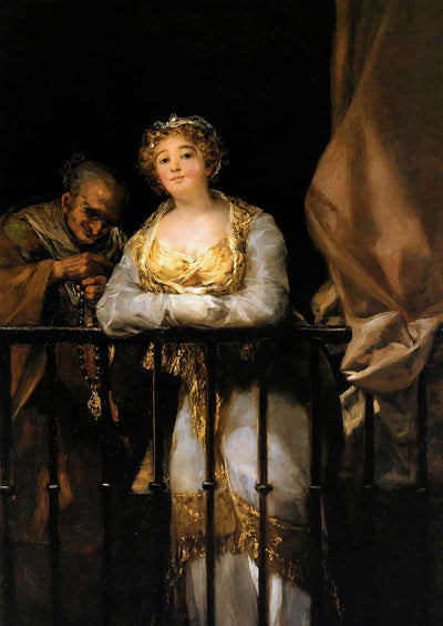 Maja and Celestina on a Balcony Art Print 1812 by Francisco Goya (6 Sizes)