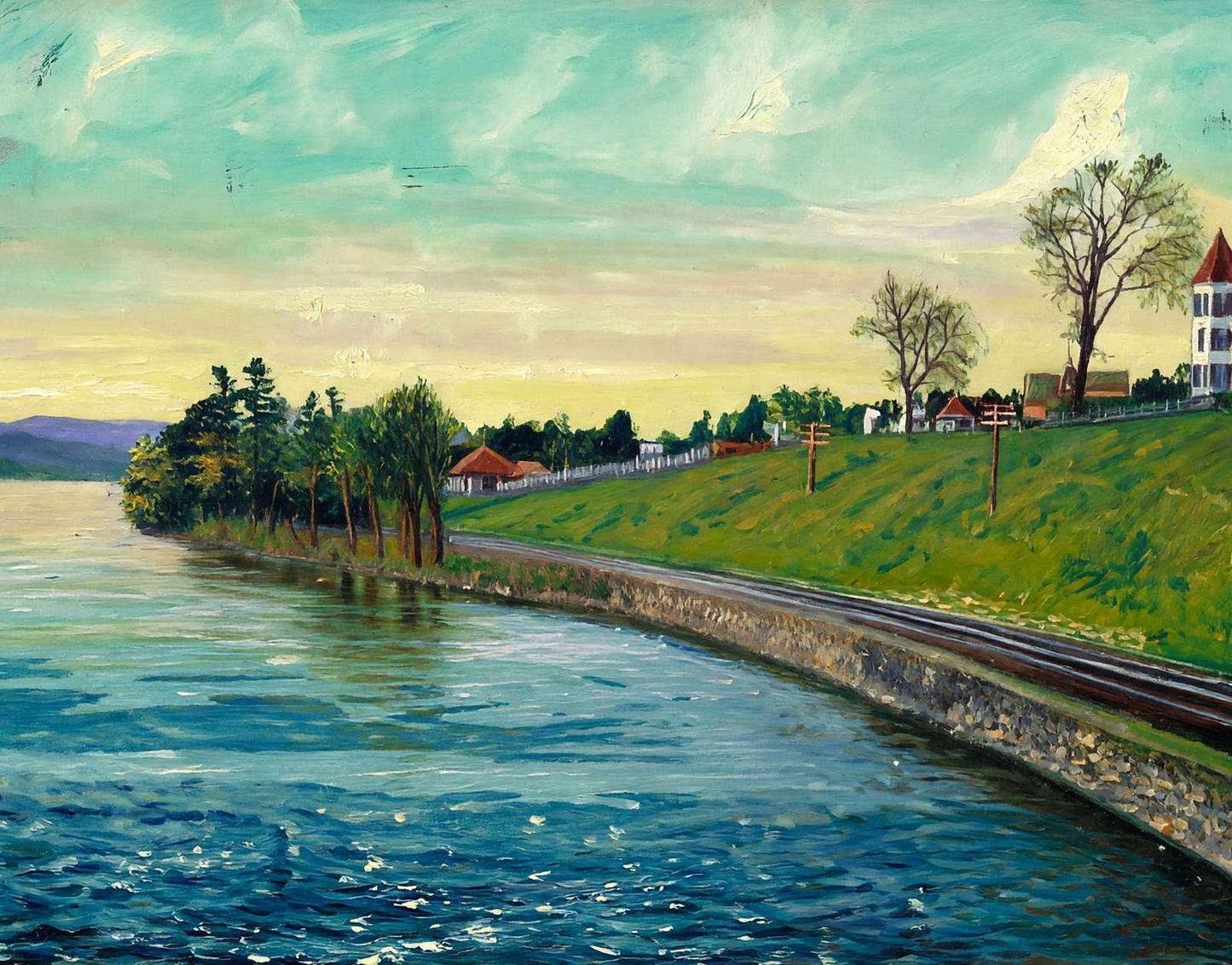 View on Merrimac River Above the Falls Manchester NH in 1907 Art Print