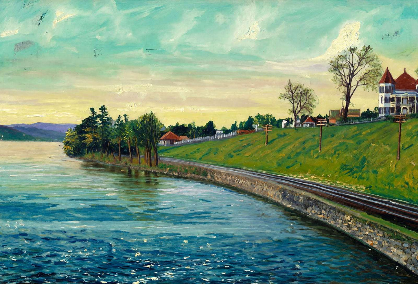 View on Merrimac River Above the Falls Manchester NH in 1907 Art Print