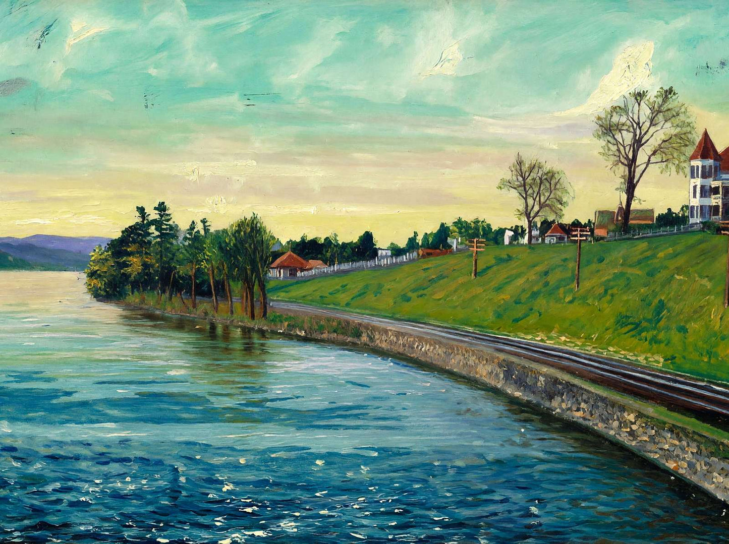 View on Merrimac River Above the Falls Manchester NH in 1907 Art Print