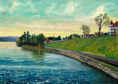 View on Merrimac River Above the Falls Manchester NH in 1907 Art Print
