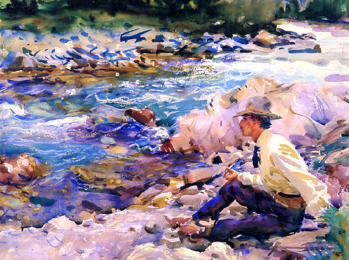 Man Fine Art Print Seated by a Stream 1912 by John Singer Sargent (6 Sizes)