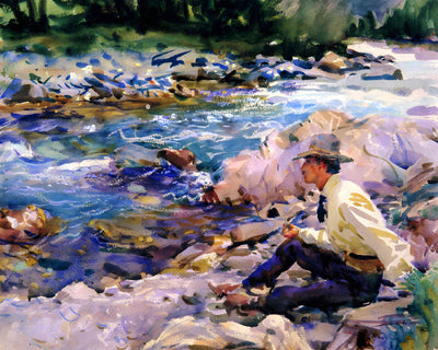 Man Seated by a Stream 1912 Painting by John Singer Sargent 8x10" Art Print