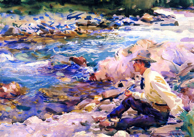 Man Fine Art Print Seated by a Stream 1912 by John Singer Sargent (6 Sizes)