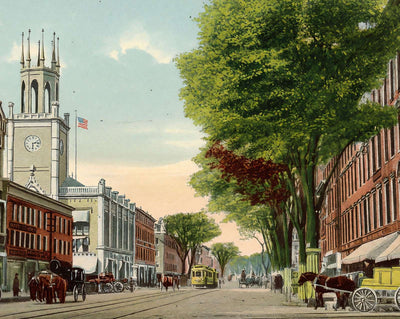 Elm Street Looking vintage print