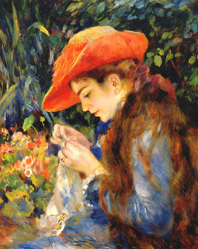 Marie Therese Durand Ruel Sewing fine art print by Pierre-Auguste Renoir (1882)
