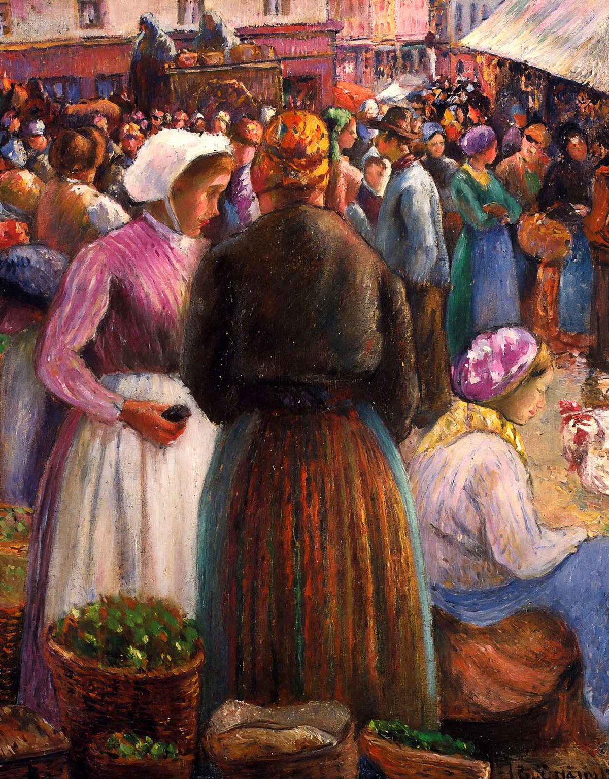Market at Pontoise Art Print 1895 Painting by Camille Pissarro (6 Sizes)