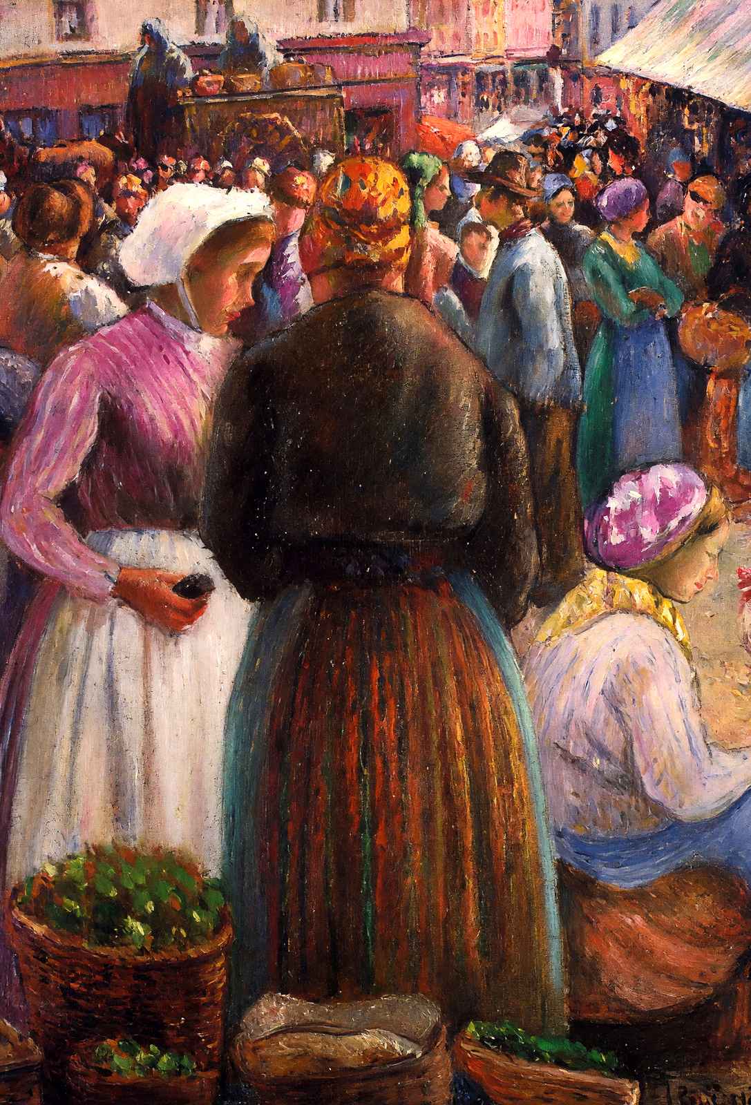 Market at Pontoise Art Print 1895 Painting by Camille Pissarro (6 Sizes)