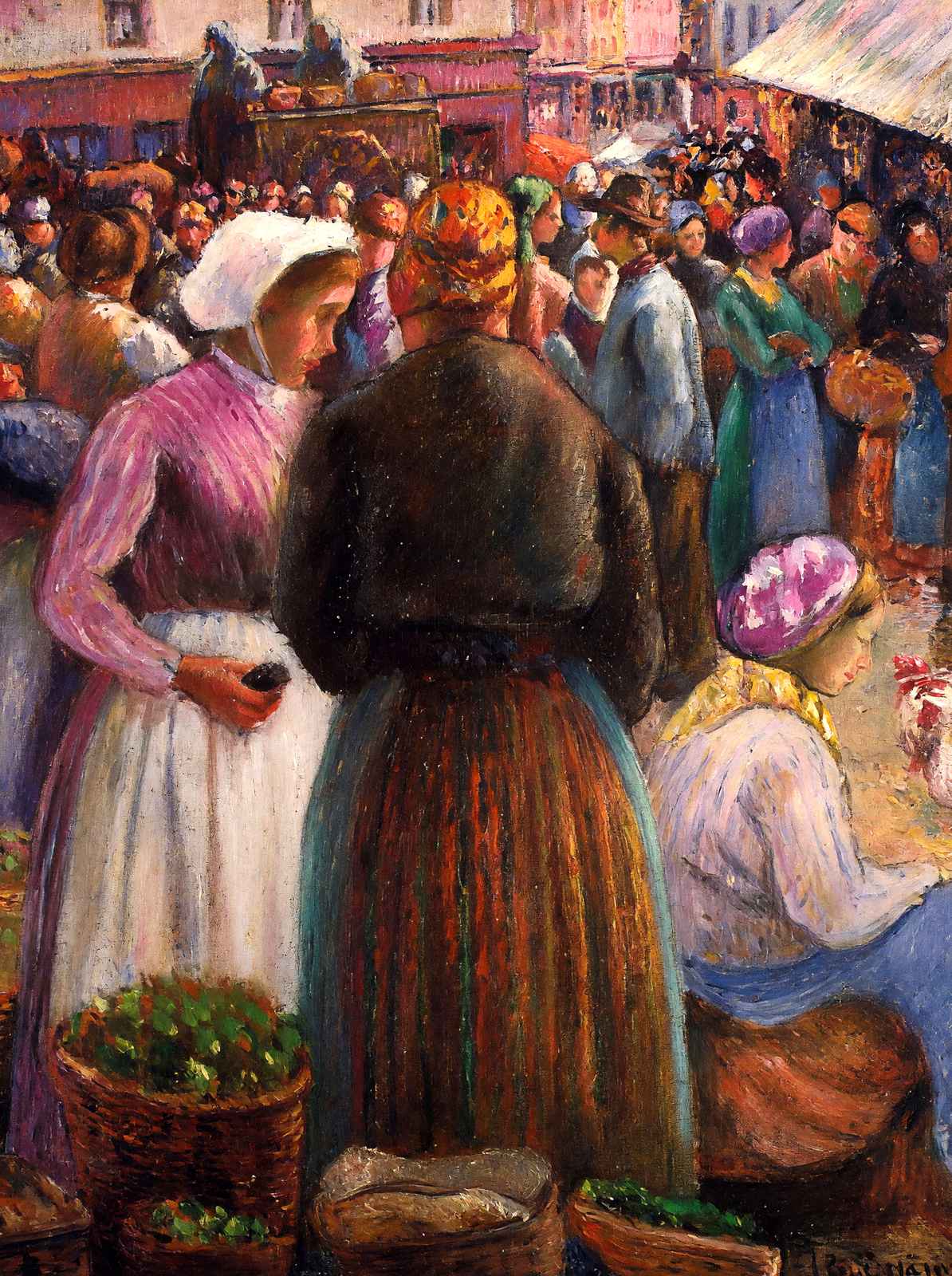 Market at Pontoise Art Print 1895 Painting by Camille Pissarro (6 Sizes)