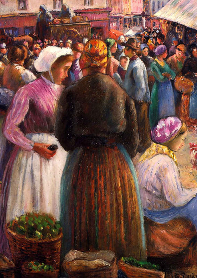 Market at Pontoise Art Print 1895 Painting by Camille Pissarro (6 Sizes)