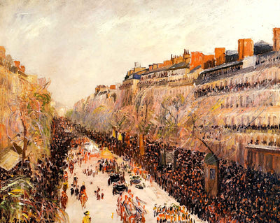 Mardi Gras on the Boulevards painting print by Camille Pissarro (1897)