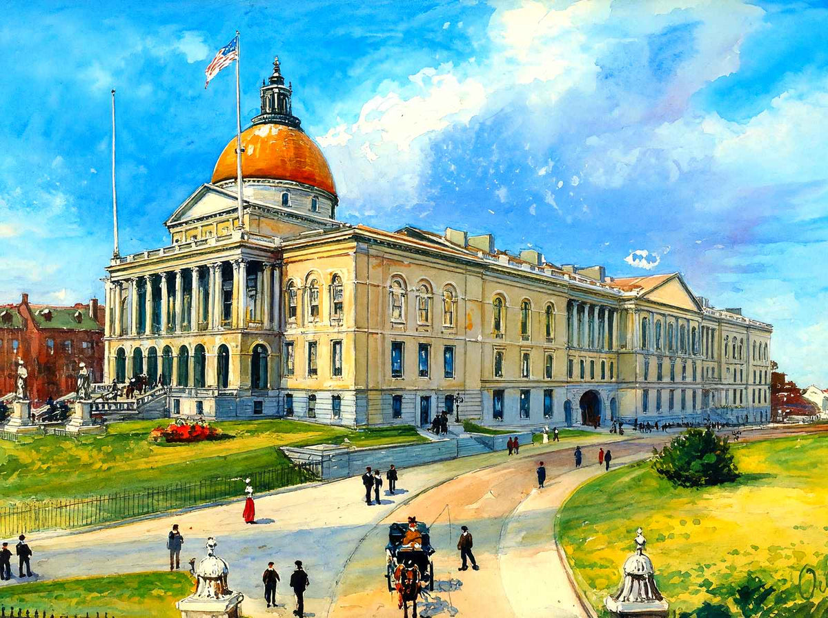 State Capitol Boston MA in 1906 Art Print (7 Sizes) - Premium Quality