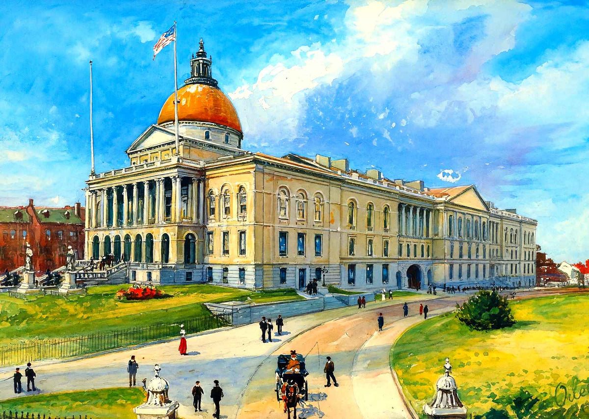 State Capitol Boston MA in 1906 Art Print (7 Sizes) - Premium Quality