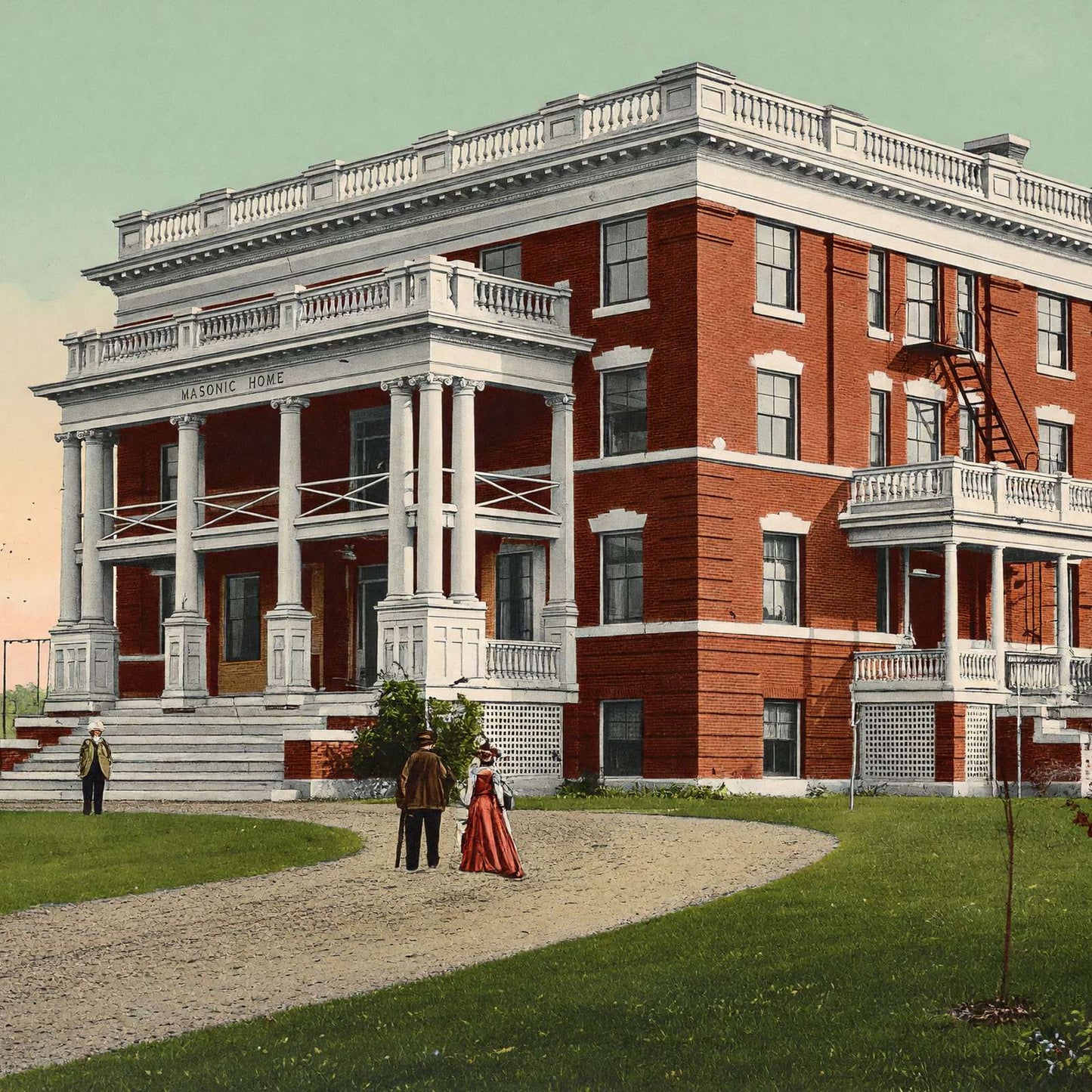 Masonic Home Manchester NH in 1907 Vintage Print (7 Sizes) - Acid Free