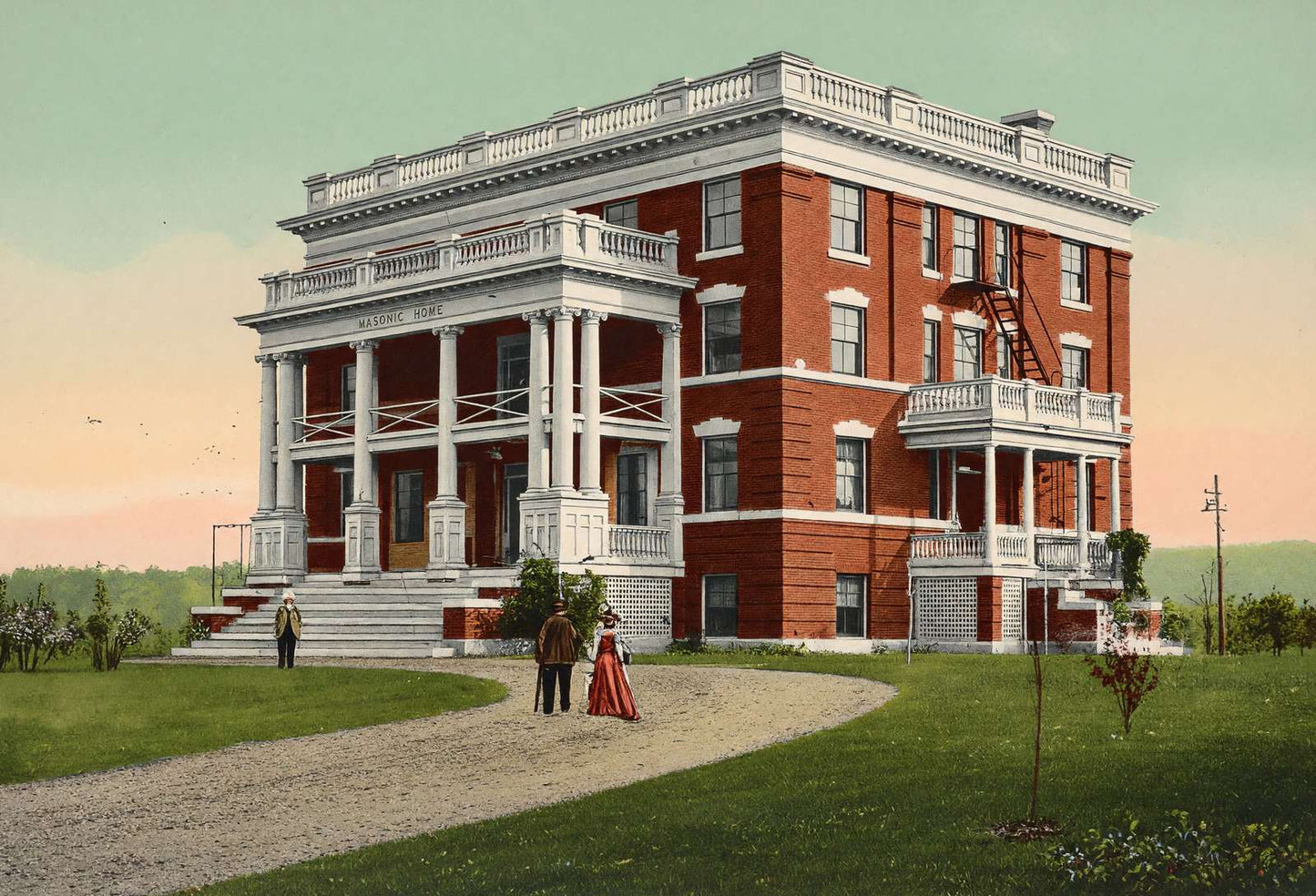 Masonic Home Manchester NH in 1907 Vintage Print (7 Sizes) - Acid Free