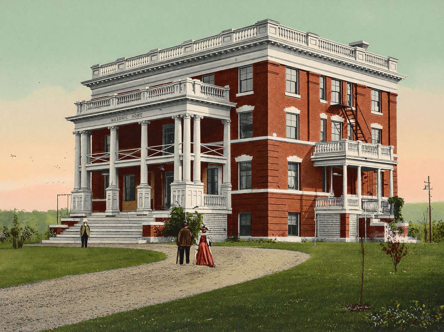 Masonic Home Manchester NH in 1907 Vintage Print (7 Sizes) - Acid Free