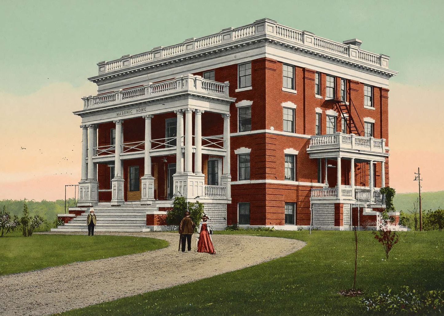 Masonic Home Manchester NH in 1907 Vintage Print (7 Sizes) - Acid Free
