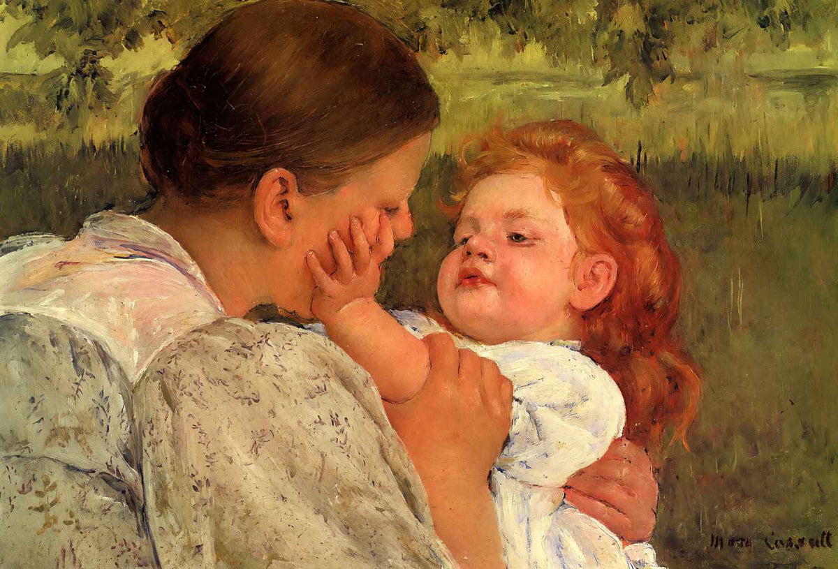 Maternal Caress 1896 Painting by Mary Cassatt Art Print (6 Sizes) - Enhanced