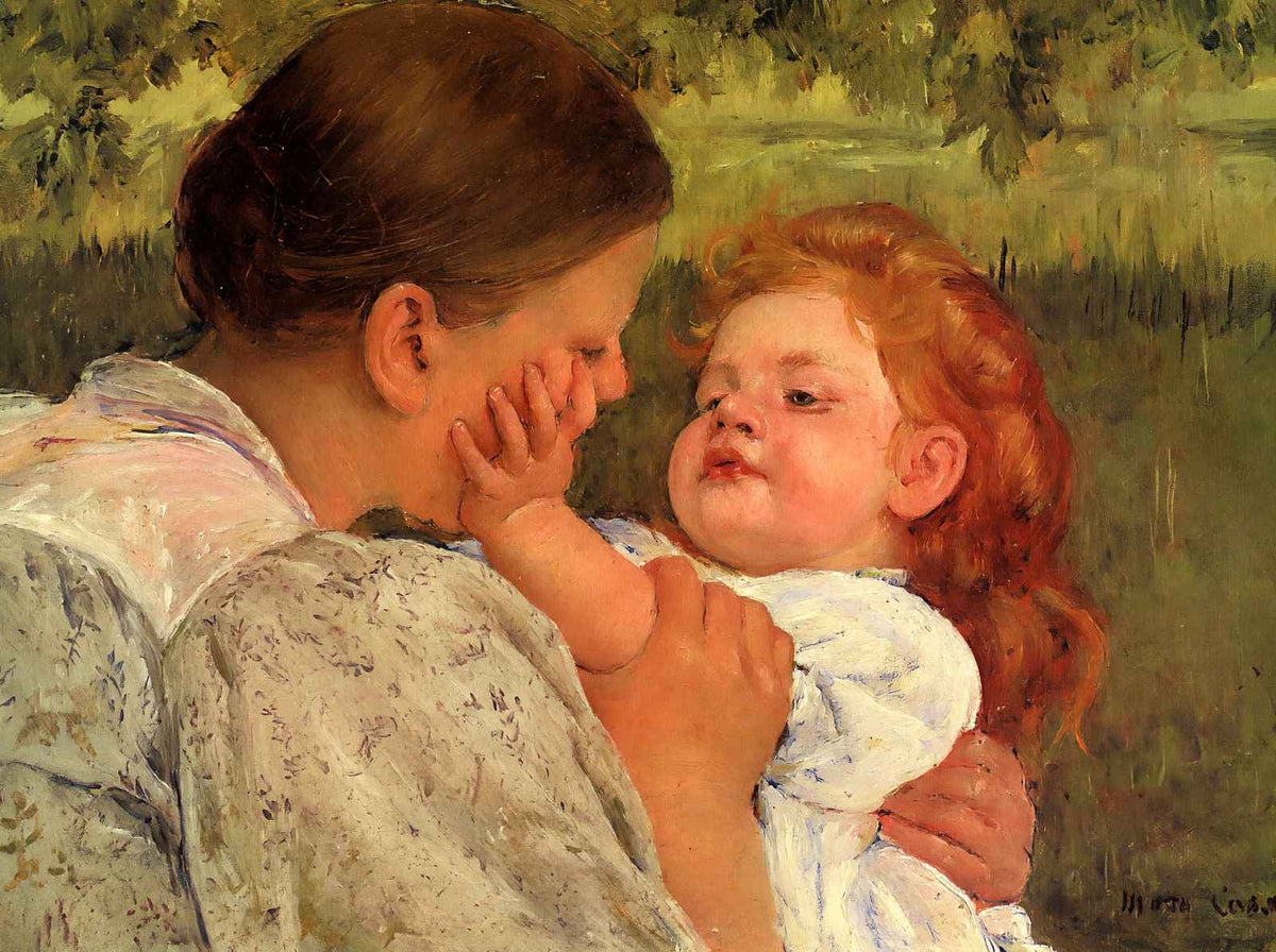 Maternal Caress 1896 Painting by Mary Cassatt Art Print (6 Sizes) - Enhanced