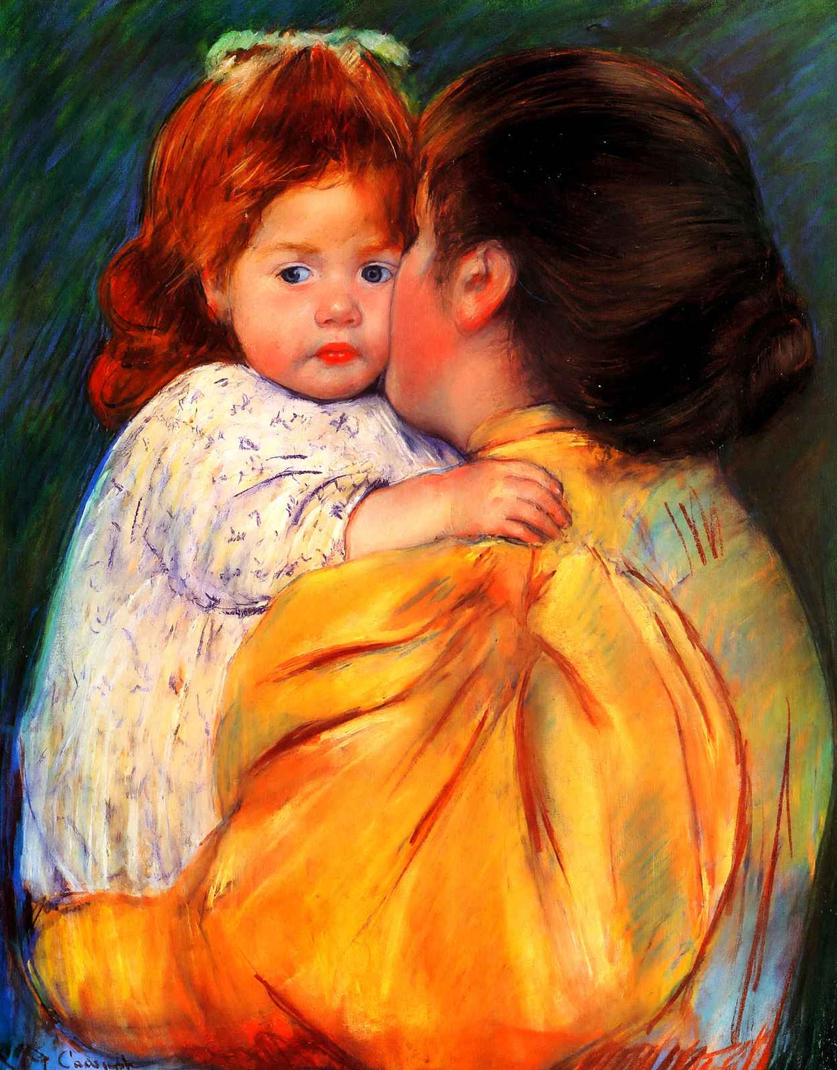 Maternal Kiss 1896 Painting by Mary Cassatt Art Print (6 Sizes) - Restored