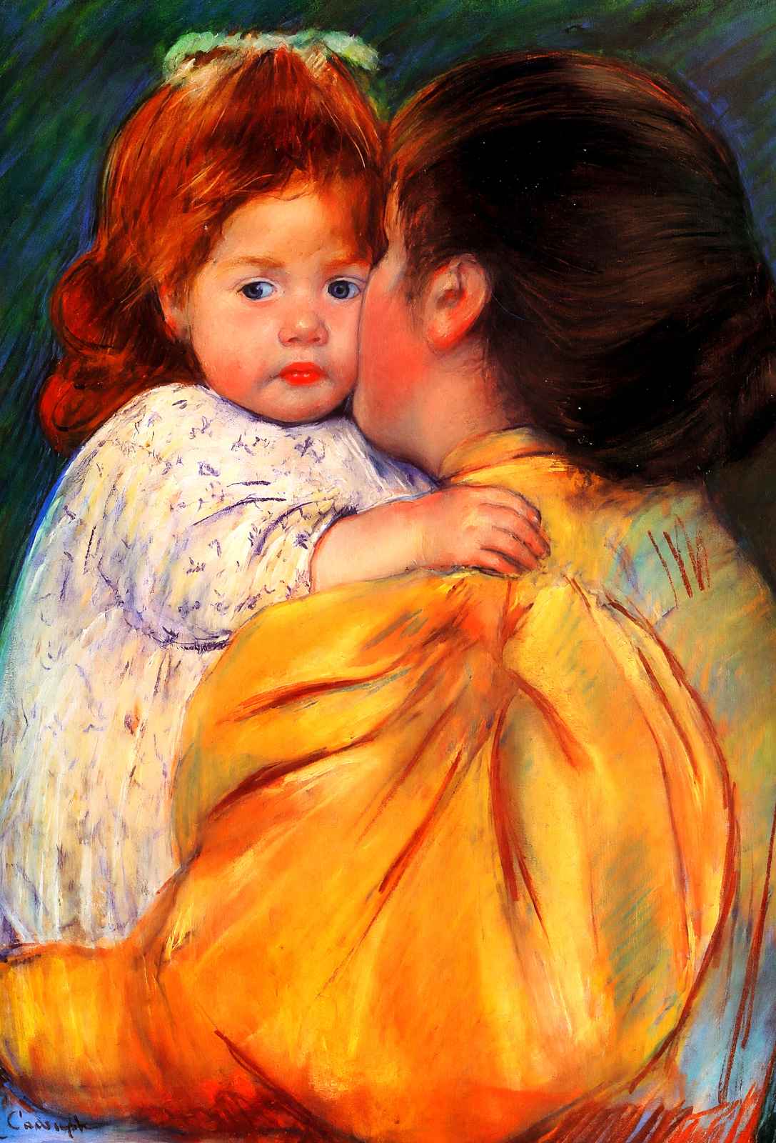 Maternal Kiss 1896 Painting by Mary Cassatt Art Print (6 Sizes) - Restored