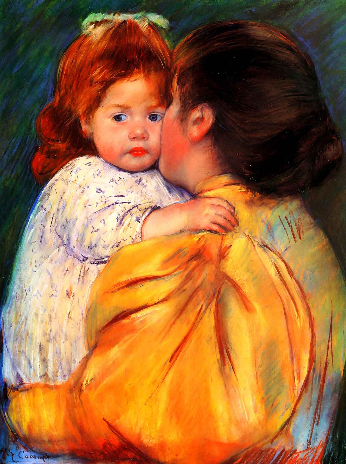 Maternal Kiss 1896 Painting by Mary Cassatt Art Print (6 Sizes) - Restored