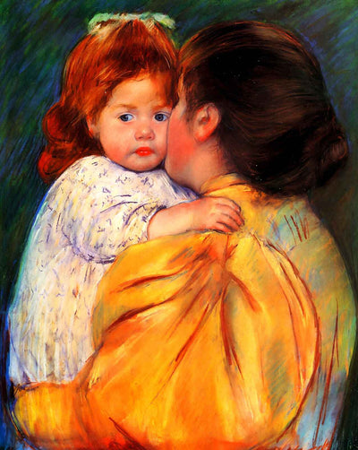 Maternal Kiss art print by Mary Cassatt (1896)