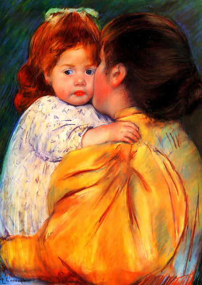 Maternal Kiss 1896 Painting by Mary Cassatt Art Print (6 Sizes) - Restored