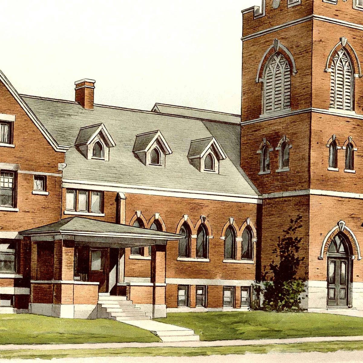M.E. Church Shelby Ohio in 1906 Vintage Print (7 Sizes) - Enhanced