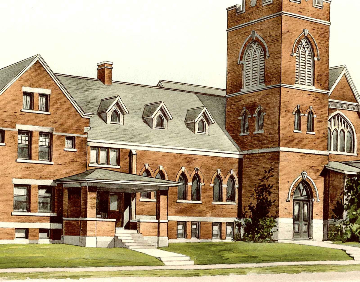 M.E. Church Shelby Ohio in 1906 Vintage Print (7 Sizes) - Enhanced