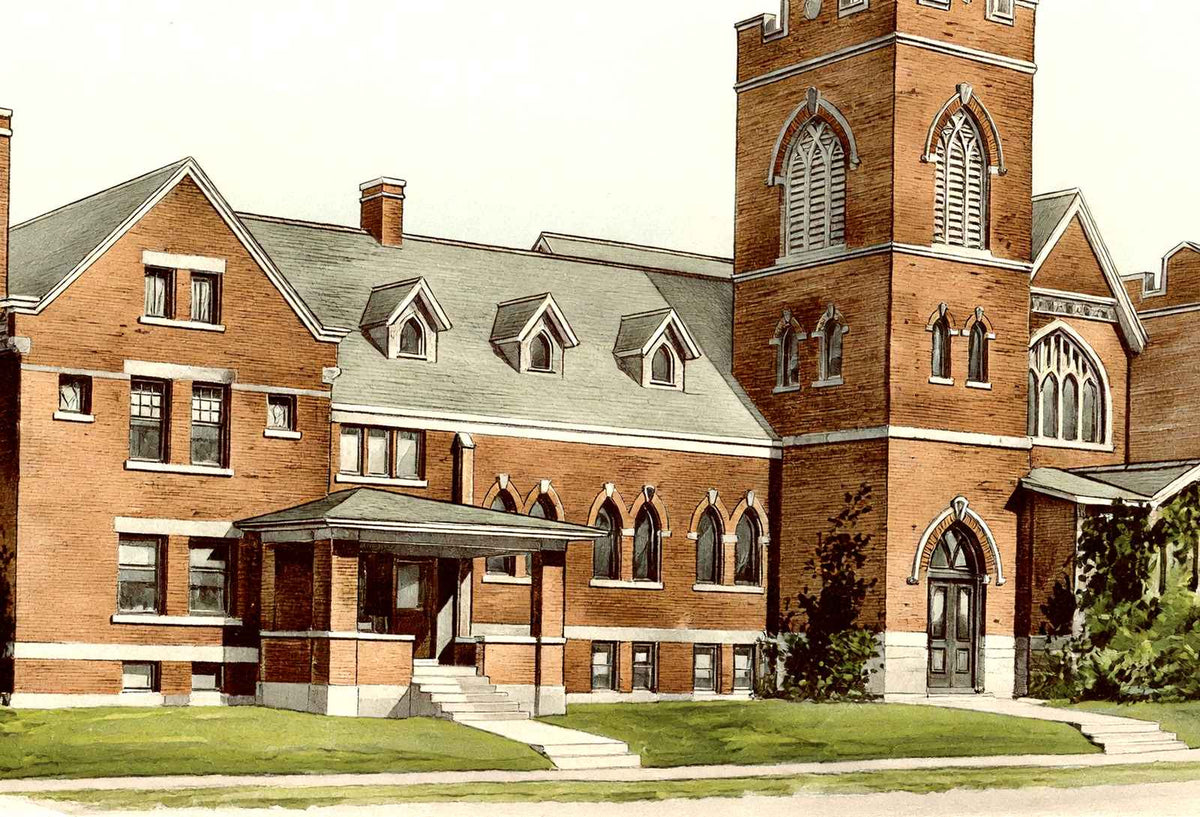 M.E. Church Shelby Ohio in 1906 Vintage Print (7 Sizes) - Enhanced