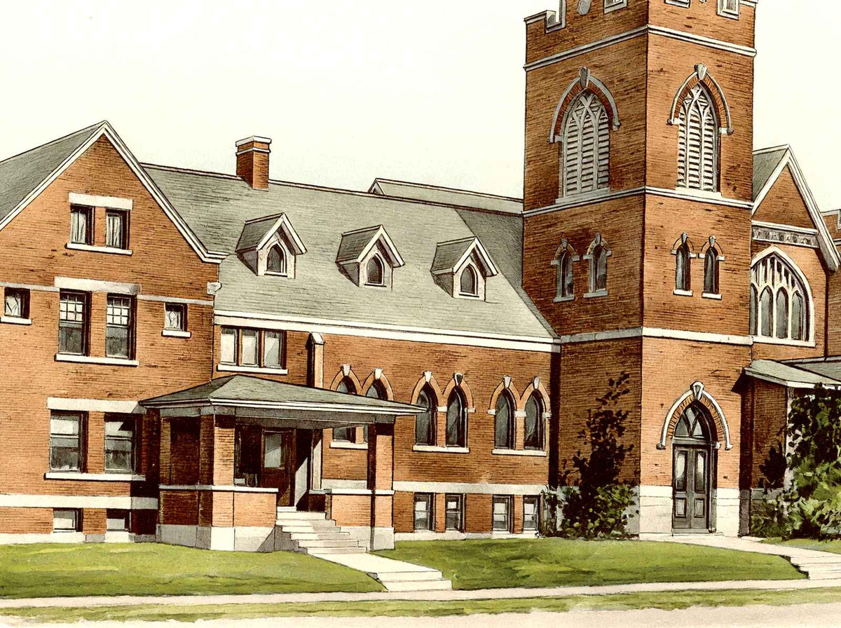 M.E. Church Shelby Ohio in 1906 Vintage Print (7 Sizes) - Enhanced