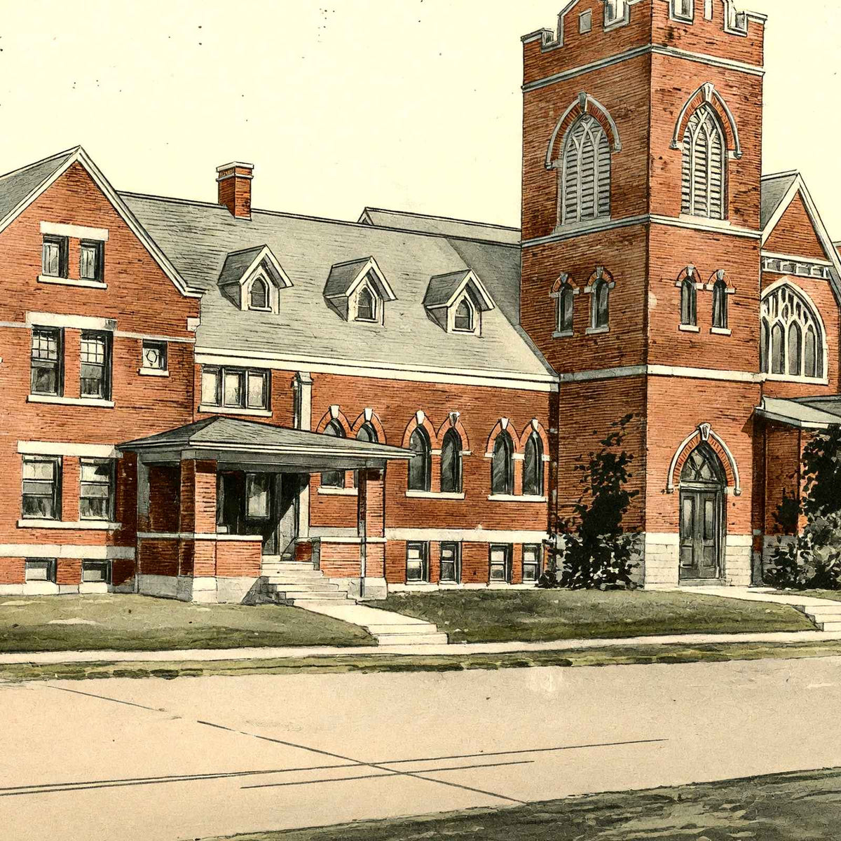 M.E. Church Shelby Ohio in 1906 Vintage Print (7 Sizes) - High Quality