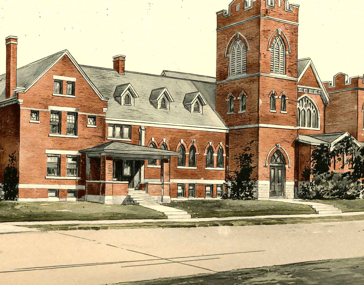 M.E. Church Shelby Ohio in 1906 Vintage Print (7 Sizes) - High Quality