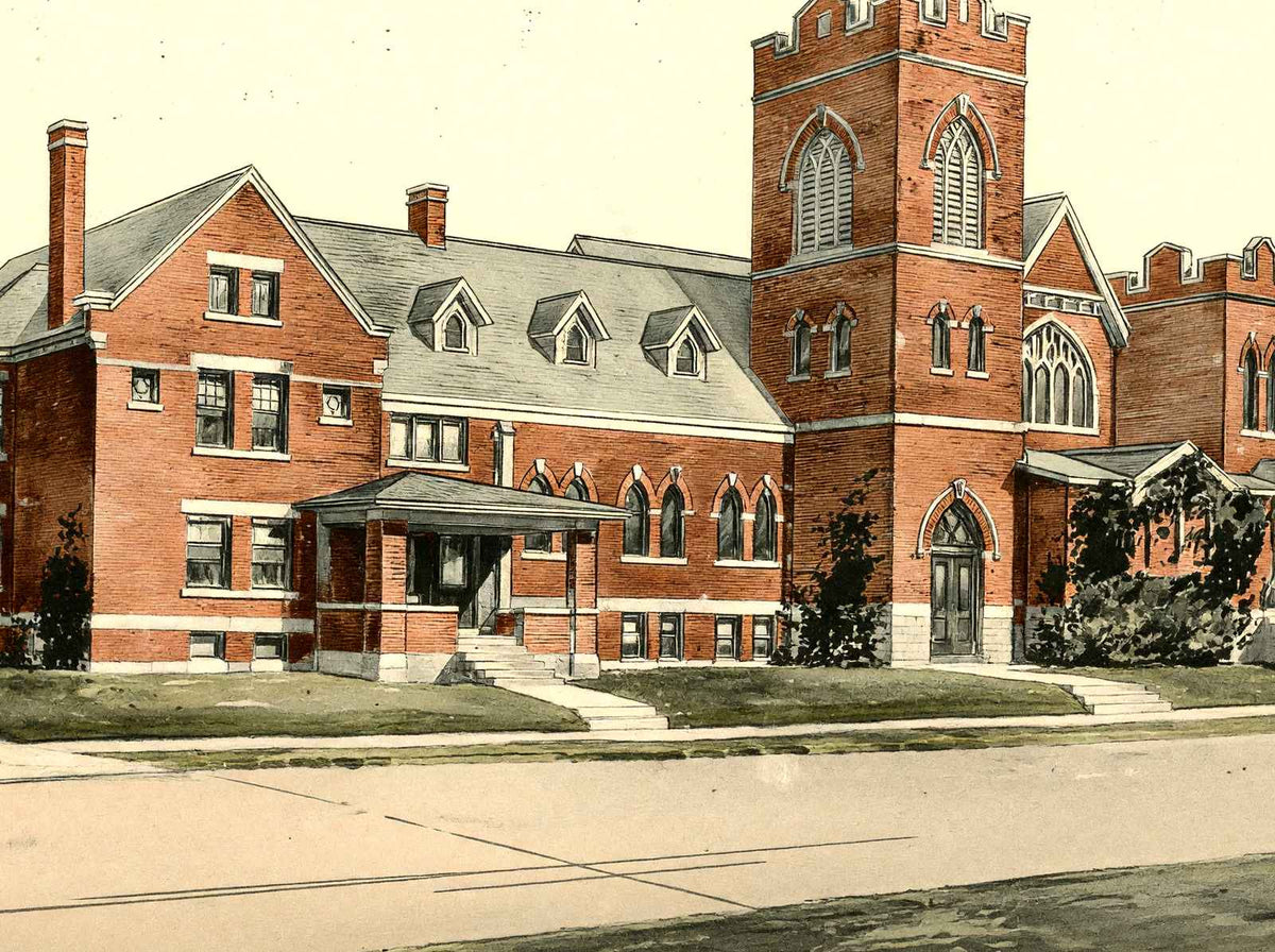 M.E. Church Shelby Ohio in 1906 Vintage Print (7 Sizes) - High Quality