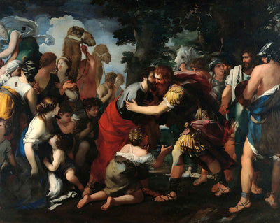 Meeting Between Esau and Jacob fine art print by Giovanni Maria Bottala