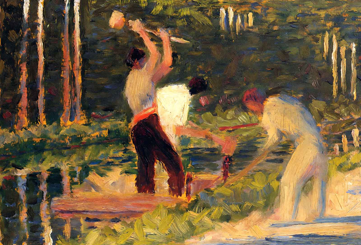 Men Laying Stakes Art Print 1883 Painting by Georges Seurat (6 Sizes) - Restored