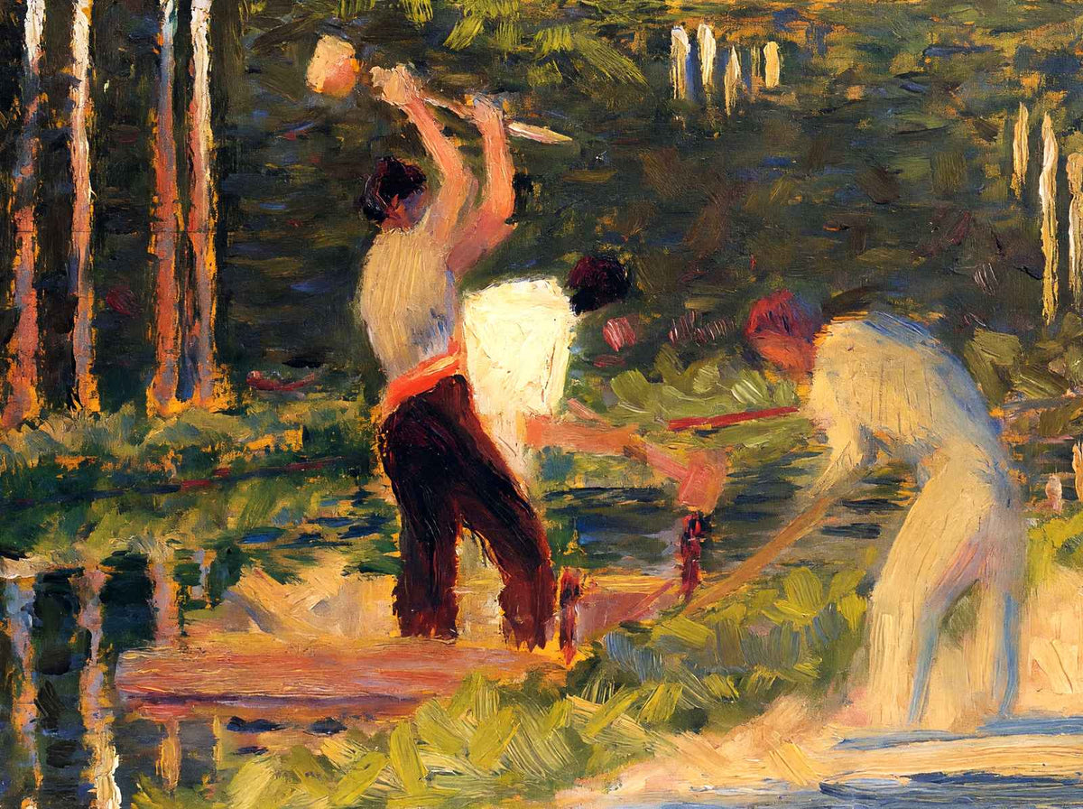Men Laying Stakes Art Print 1883 Painting by Georges Seurat (6 Sizes) - Restored