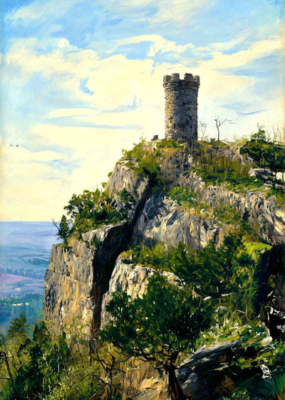 Castle Craig Tower Meriden CT in 1905 Art Print (7 Sizes) - Enhanced