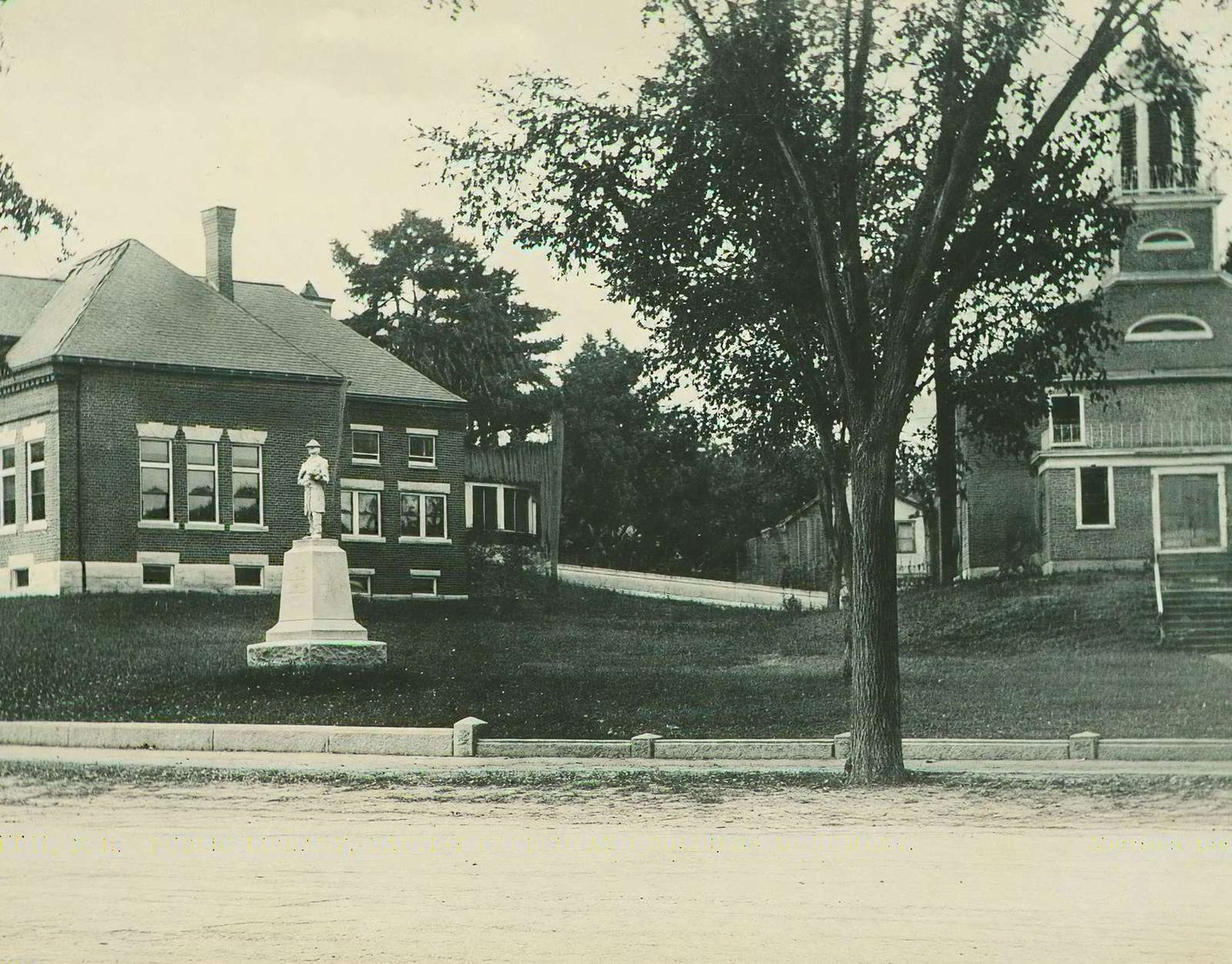 Public Library Baptist Church and Soldiers Monument Vintage Print (7 Sizes)