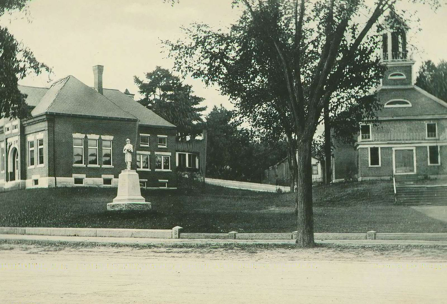 Public Library Baptist Church and Soldiers Monument Vintage Print (7 Sizes)