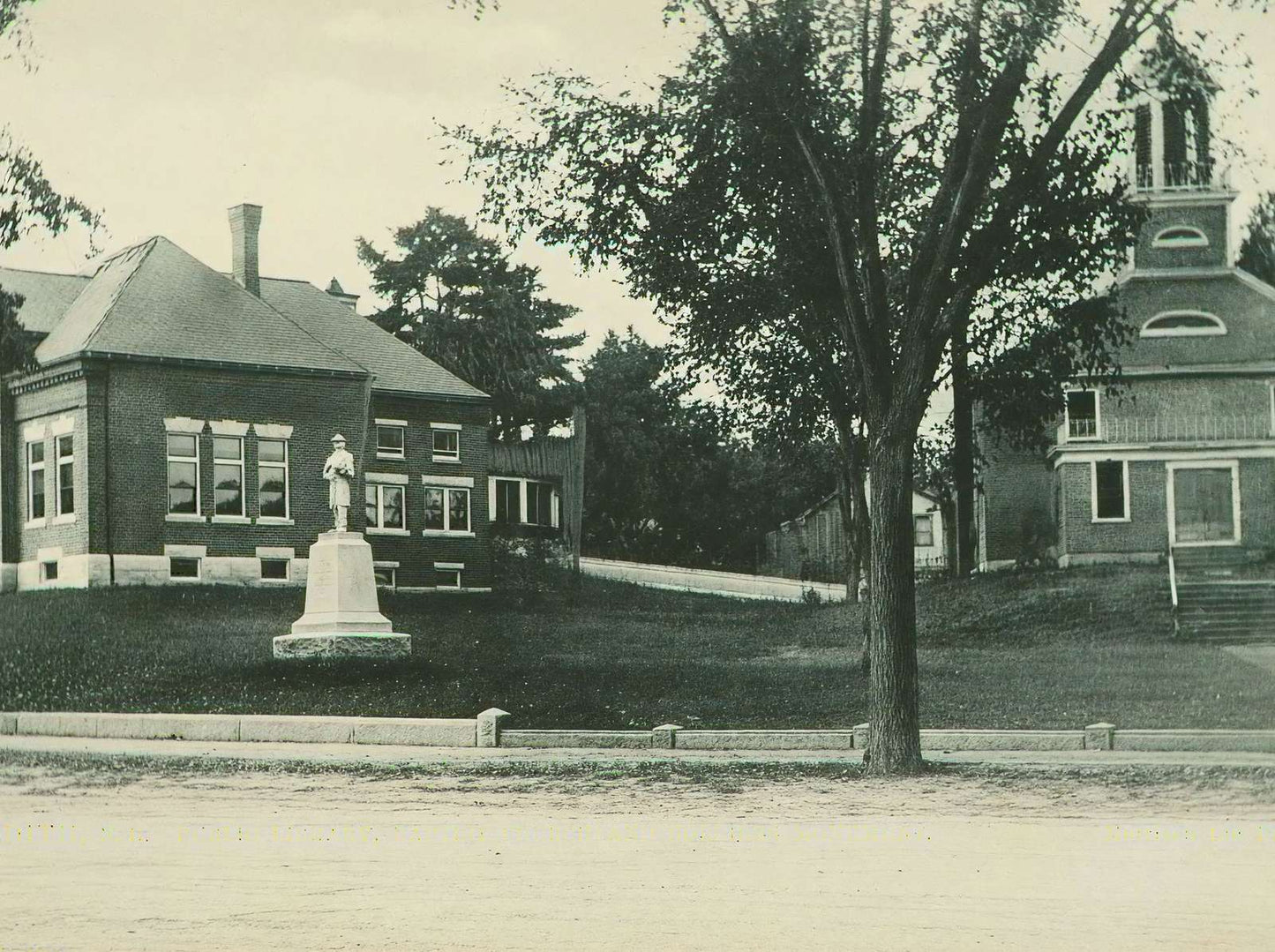 Public Library Baptist Church and Soldiers Monument Vintage Print (7 Sizes)