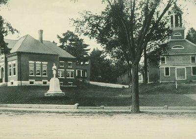 Public Library Baptist Church and Soldiers Monument Vintage Print (7 Sizes)