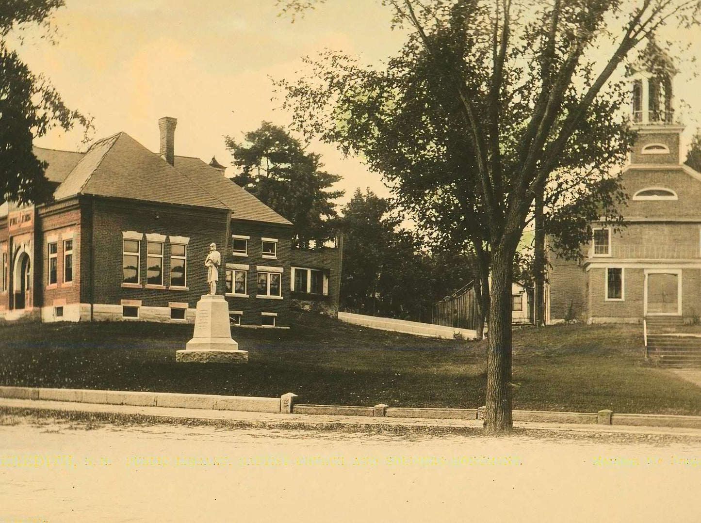 Public Library Baptist Church and Soldiers Monument Vintage Print (7 Sizes)