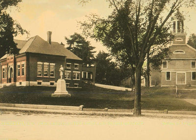 Public Library Baptist Church and Soldiers Monument Vintage Print (7 Sizes)