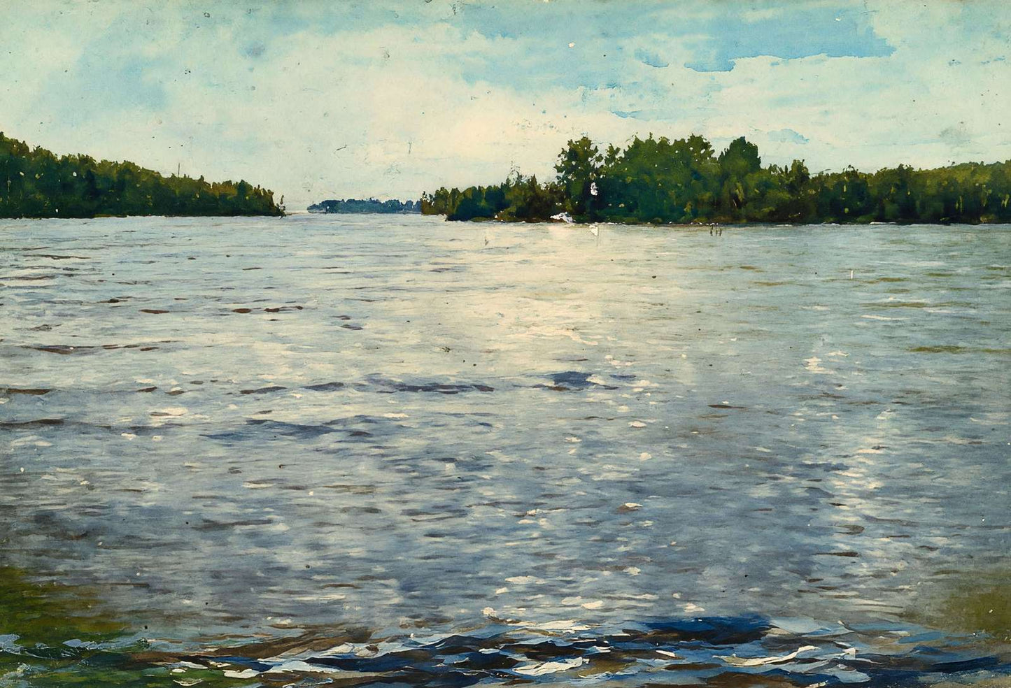 Messalonskee Lake from Hallett's Island Maine in 1905 Art Print (7 Sizes)