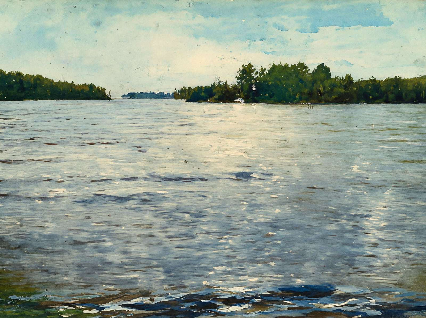 Messalonskee Lake from Hallett's Island Maine in 1905 Art Print (7 Sizes)