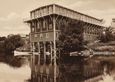 Messalonskee Hall Oakland Maine in 1905 Vintage Print (7 Sizes)